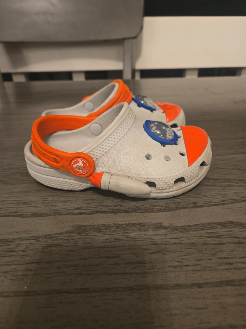 Crocs Rocket Kids Clogs White/Orange/Blue Slip-On Space Size C 9